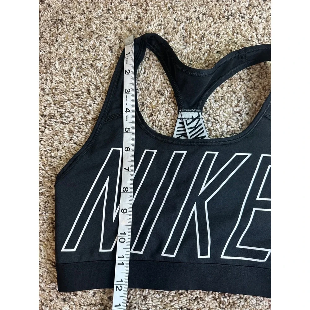 Nike Dri-FIT Sports Bra Black White Outlined‎ Logo Crossover Straps Small
